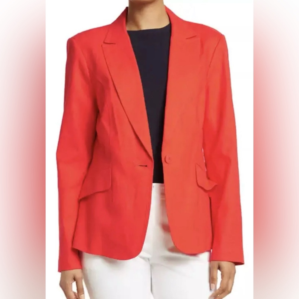 TRINA TURK POPULAR JACKET Orange Size 4 / 55% Linen Women Blazer $398 New w Tags